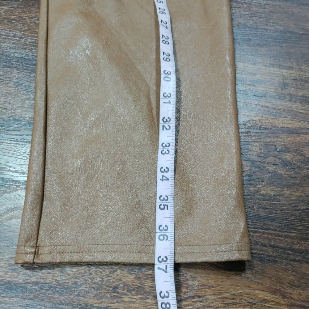 Commando Faux Leather Tie Belt Paperbag High Waisted Pant, Tan Women's Size M - Picture 6 of 7